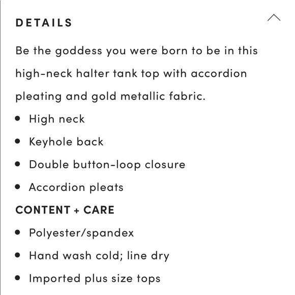 Torrid Pleated Metallic Gold Goddess Tank - Picture 9 of 9